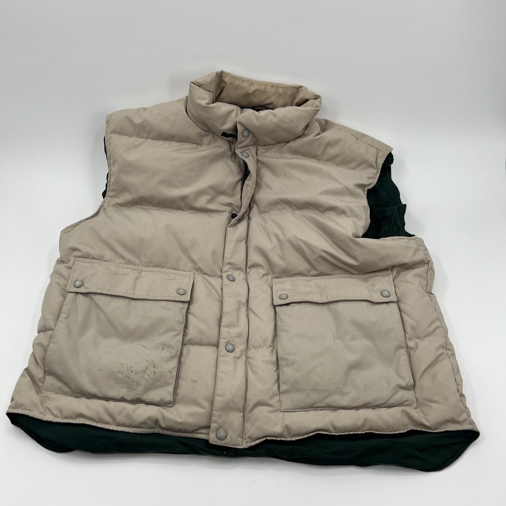 VINTAGE EDDIE BAUER PREMIUM QUALITY GOOSE DOWN PUFFER VEST SIZE XXLARGE- Tan